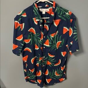 Old Navy Men's Navy Watermelon Print Shirt